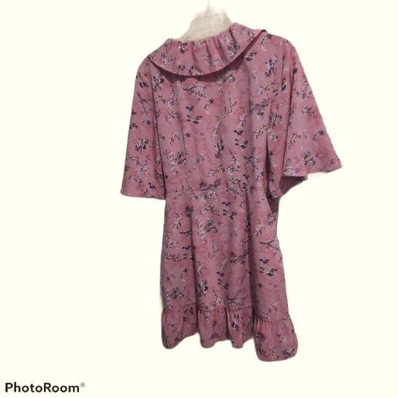 Topshop off duty pink floral ruffle dress 6 - Picture 3 of 7